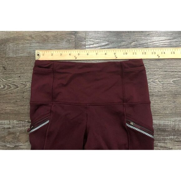 Lululemon Toasty Tech Tight II Size 4 Burgundy Athletic Leggings - Picture 5 of 6